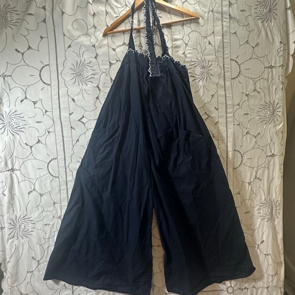 Ulla Johnson Navy Poplin Wide Leg Jumpsuit Romper XS size 2